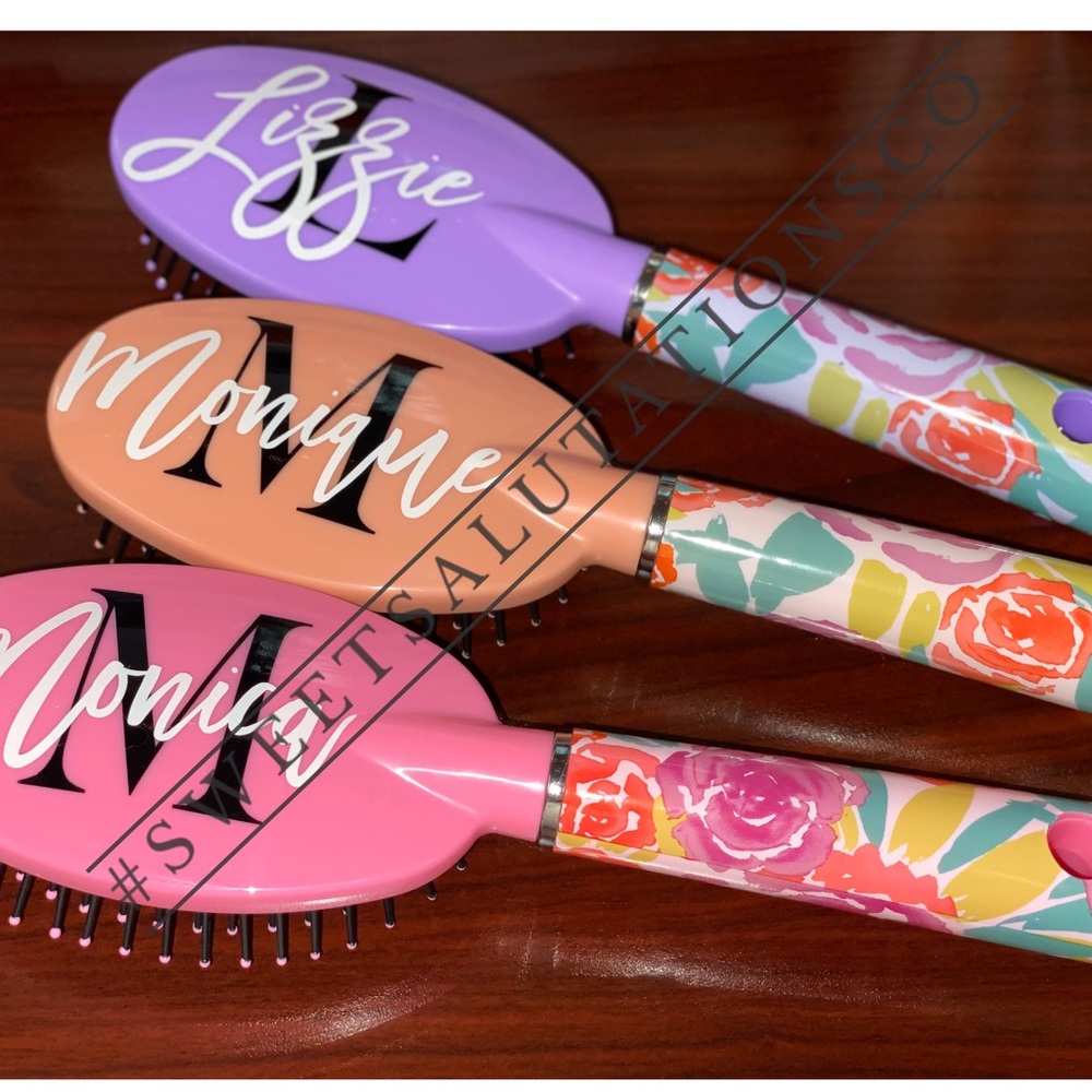 Personalized Floral Cushion Hair Brush
